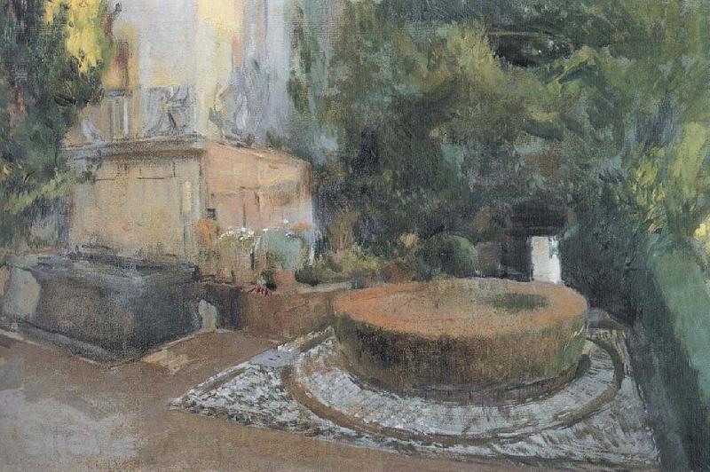 Joaquin Sorolla Fountain Garden Norge oil painting art